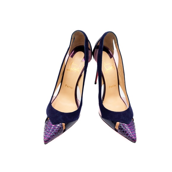 Christian Louboutin Purple Suede Python Pumps Heels EU 38 - Picture 6 of 9
